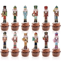 Cupcake Toppers Kingzone, 48 Unidades, Diseño Navideño De Cascanueces