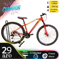 Vipnetwork - Bicicleta Aro 29 Champion 21 Veloc Y Freno Disco Rojo
