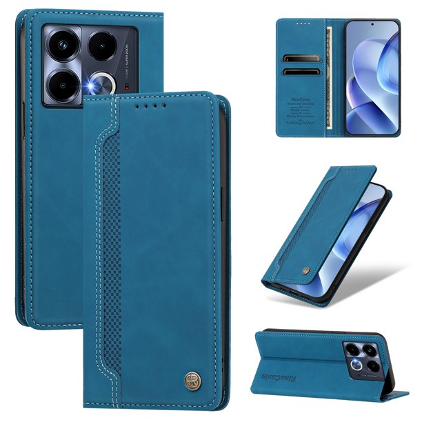 Funda Billetera para Infinix Note 40 Pro Plus 5G Imán y Resistente Azul