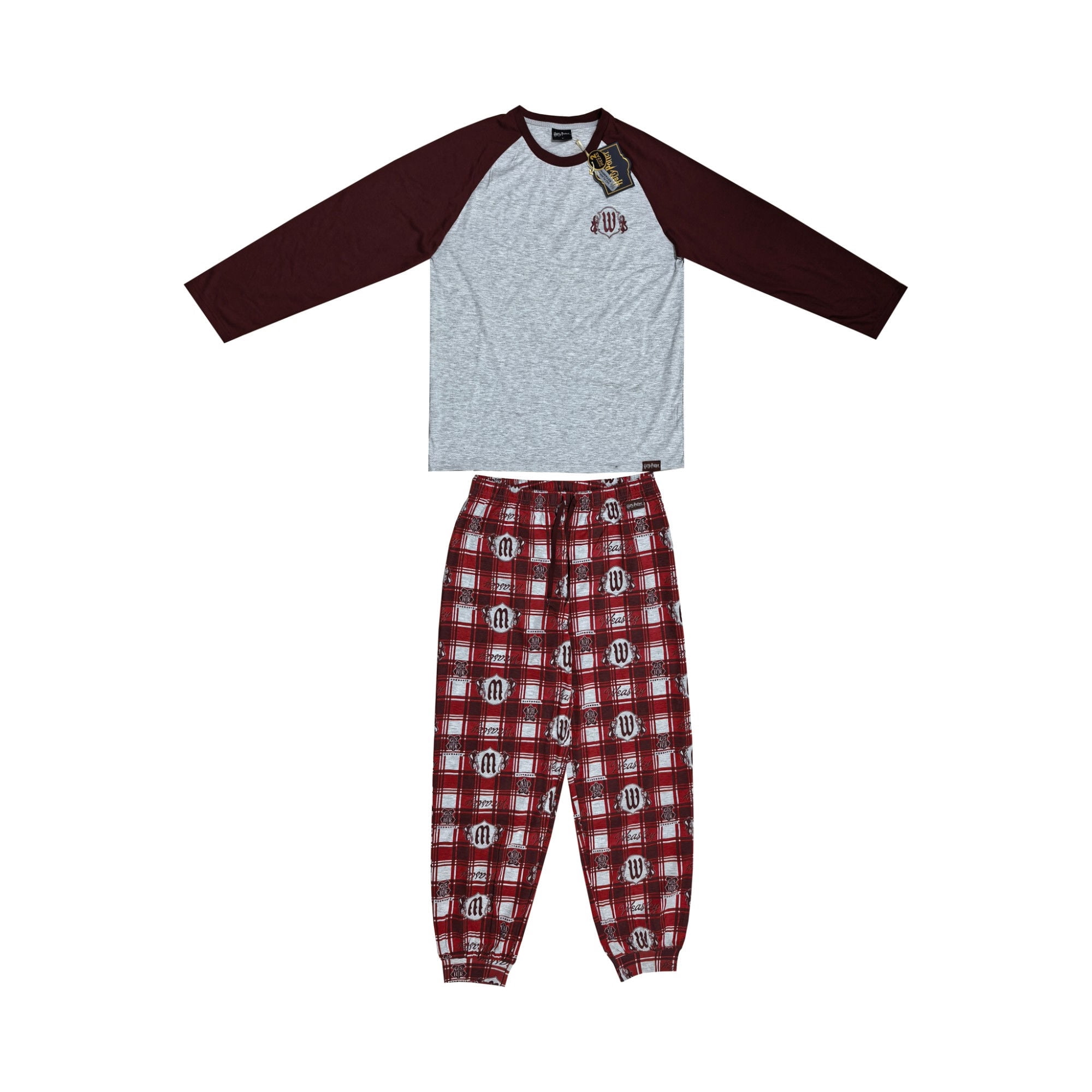 Pijama Hombre Harry Potterrojo Gris Burdeo Talla M