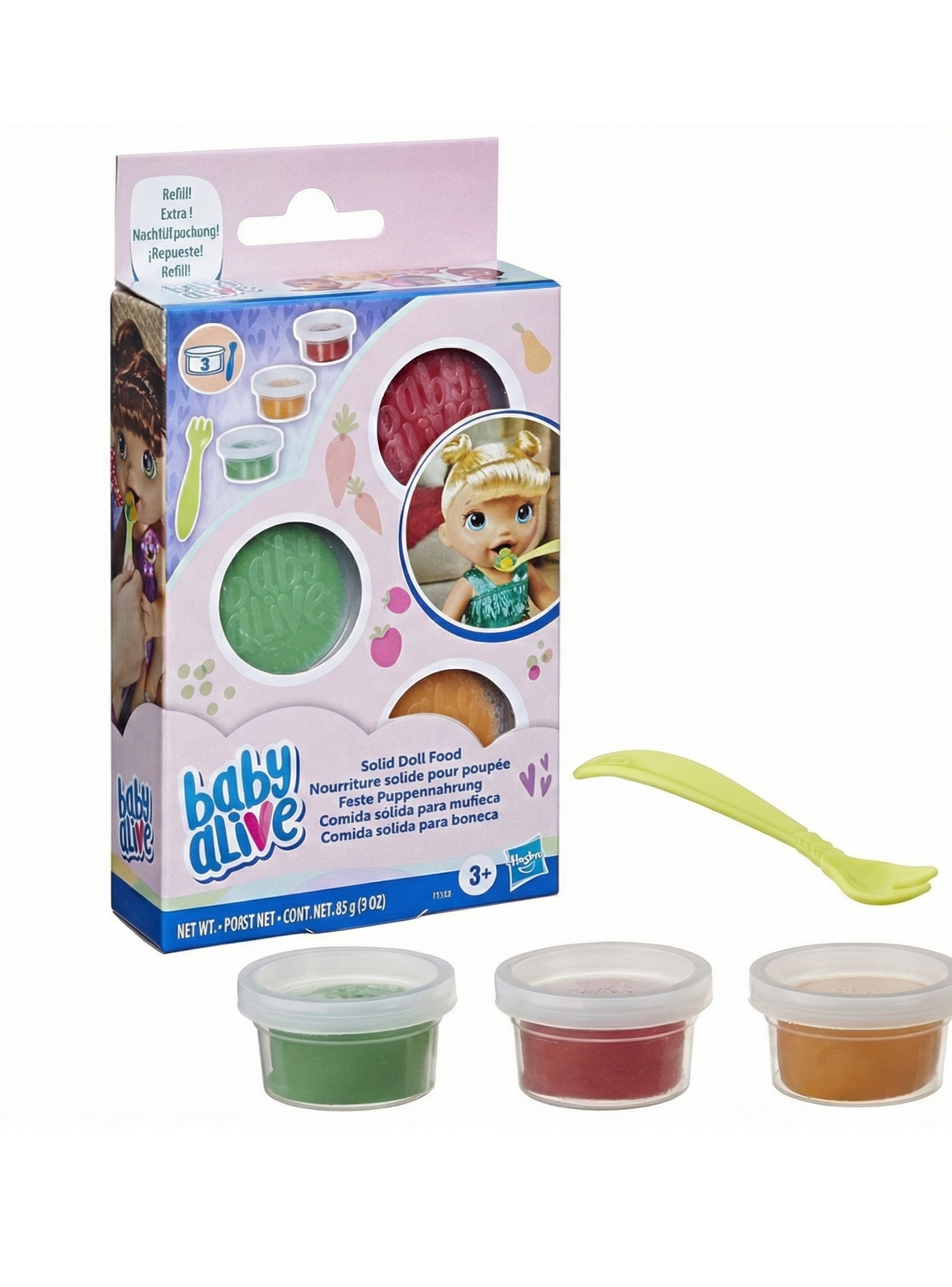 Repuesto Comida Sólida Baby Alive | 3 Potes Y Tenedor