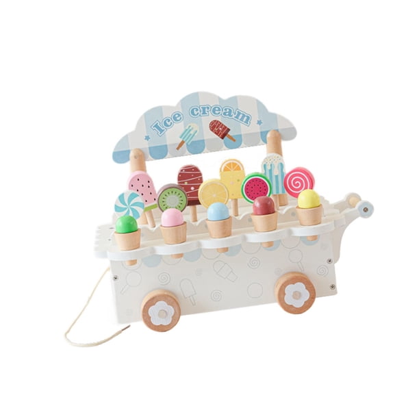 Juguete De Helado De Madera, Juego Educativo De Simulación Para Niños De 3 A 8 Años, Niños Y Niñas, Color Blanco