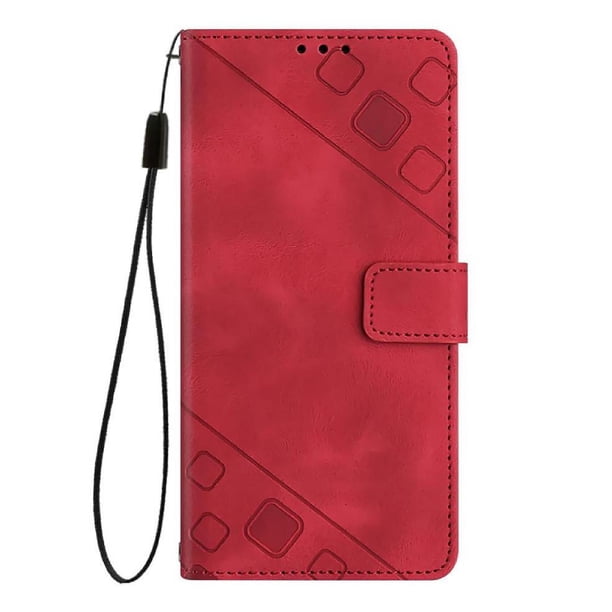 Funda Cartera para iPhone 16e con Soporte y Ranuras, Resistente a Golpes y Rayones Rojo
