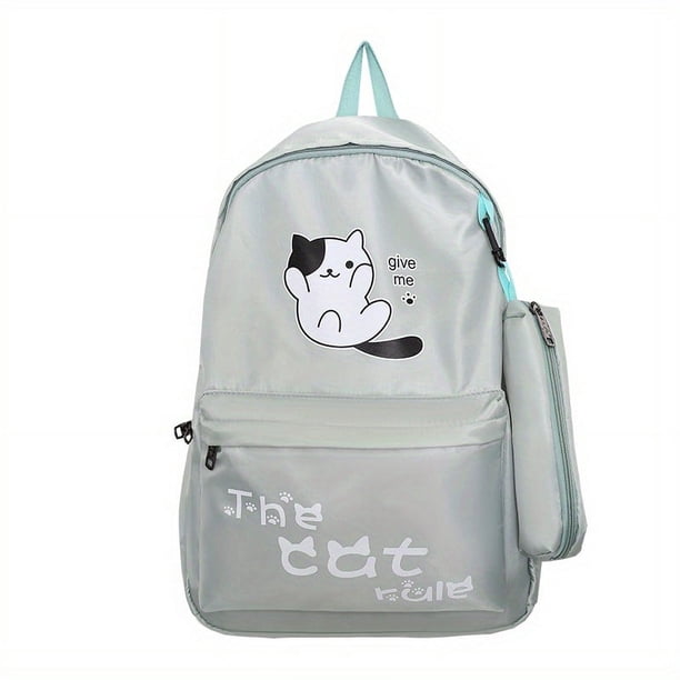 2pcs/set Kawaii Cute Cartoon Backpack, Preppy College School Bookbag, Casual Travel Daypack Knapsack & Pencil Bag For Students Girls