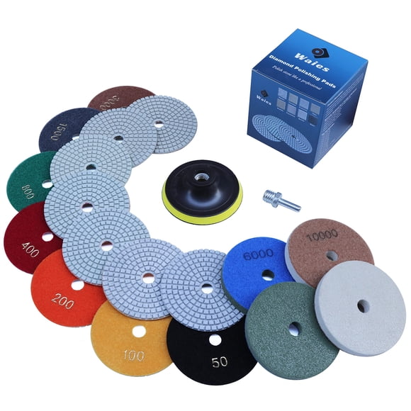 Kit de almohadillas de pulido de diamante Waies, 11 unidades, 100-250 mm, húmedas y secas