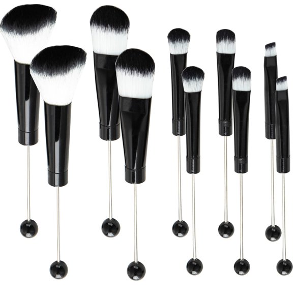Kit DIY de brochas de maquillaje AllGemDiy 10 piezas negras con cuentas