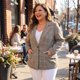 thumbnail image 3 of Agnes Orinda Blazers de Talla Grande para Mujeres Cuadros Solapa con Muesca Manga Larga Blazer Casual de Negocios 1X Marrón, 3 of 8