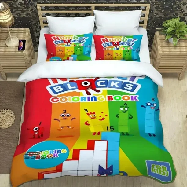 v378 Bed Sheets N-Number-Blocks cartoon print Bedding Sets exquisite supplies set duvet cover bed comforter set bedding set luxury birthday gift 3-Piece Bedding Set (1 Duvet Cover + 2 Pillow Shams) Be