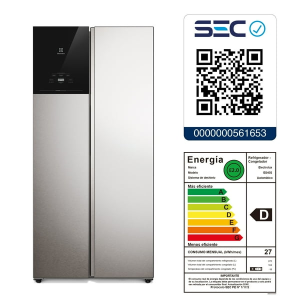 Refrigerador 473L No Frost Side by Side Inverter ES40S Inox | Lider
