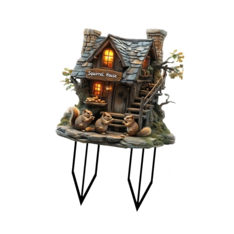 Bothyi - Estaca De Casa De Ardilla Para Jardín, Letrero De Césped 2D, Decoración Para El Camino Del Patio, Festival