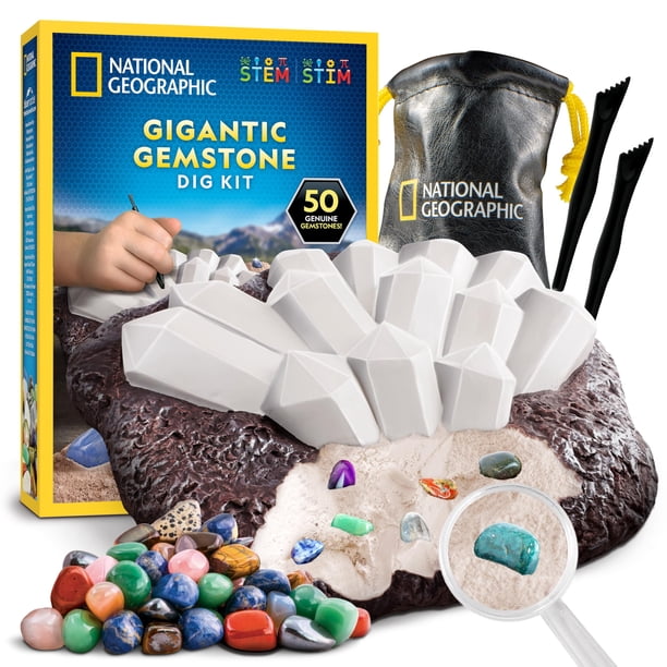 Kit de excavación de piedras preciosas Blue Marble de National Geographic con 50 gemas