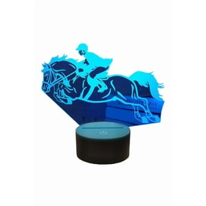Lelumania - Lampara Ilusion 3D Equitación De 7 Colores, Base Touch