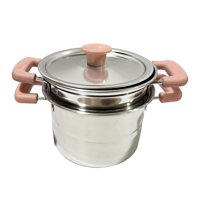 Magideal - Sartenes Sartén Wok Con Tapa Olla De Leche, Utensilios De Cocina De Acero Inoxidable Multiusos, Sartén Antiadherente Wok Para El Hogar Restaurante Fie Olla De Sopa Rosa