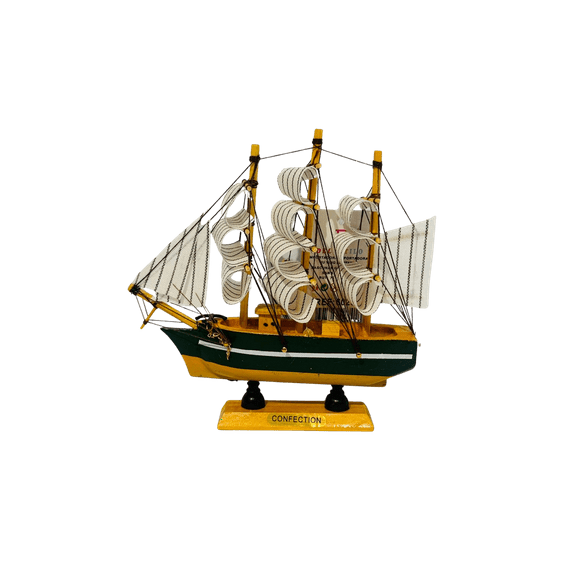 Adorno: Barco Velero De Madera 15cm