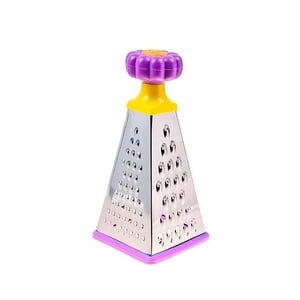 Genérico - Rallador Rebanador 4 Caras Cuadrado Acero Mango Ergonomico
