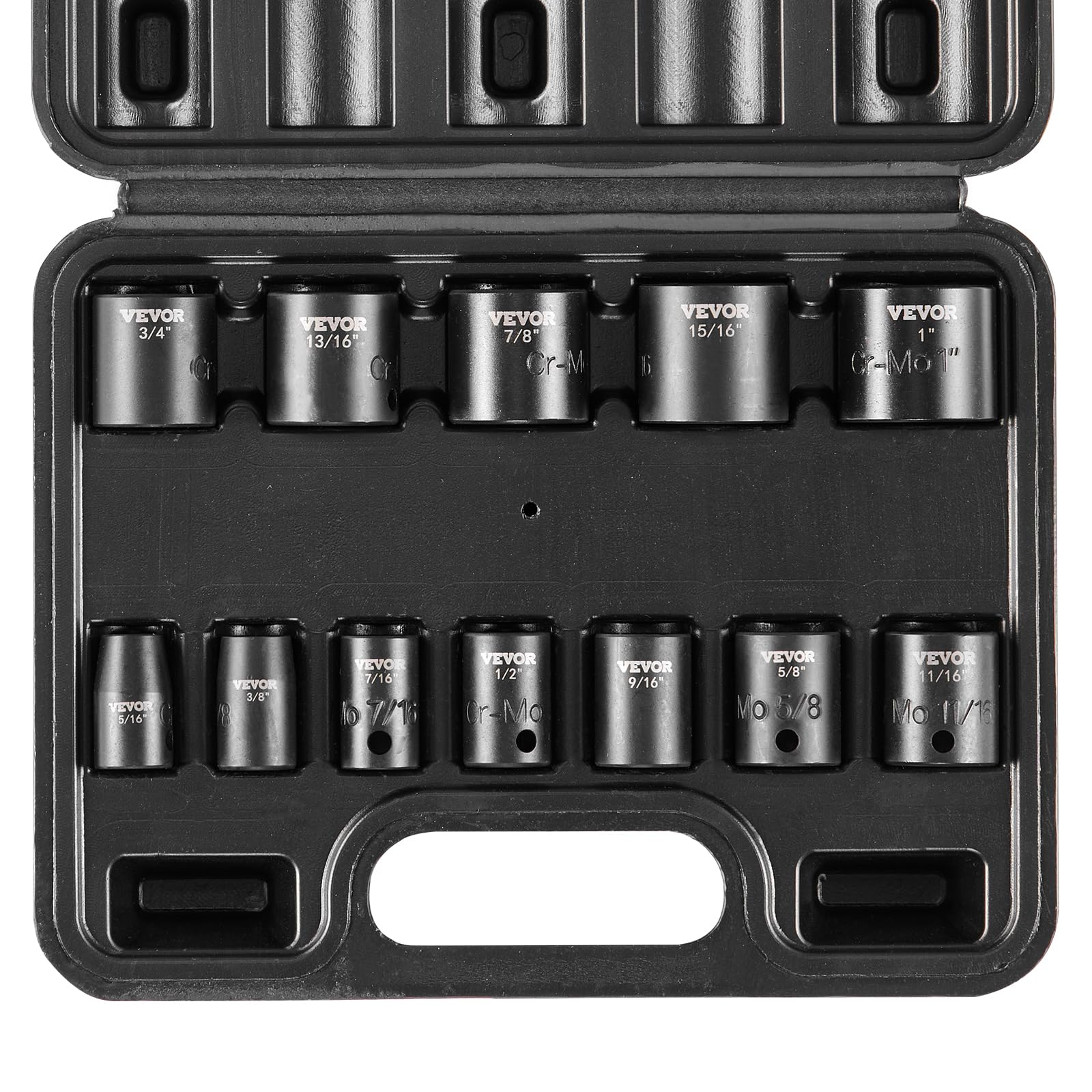 Juego De Enchufes Vevor 3/8 Drive Impact De 12 Piezas Sae 5/16-1 Con Funda
