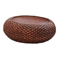 Ioensy - Cojín De Paja Tejida Tatami Floor Pillow Puf Para Office Garden Coffee Color