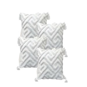 Genérico - Pack De 4 Fundas De Cojin Tufting 45X45 Cm Blanco 05