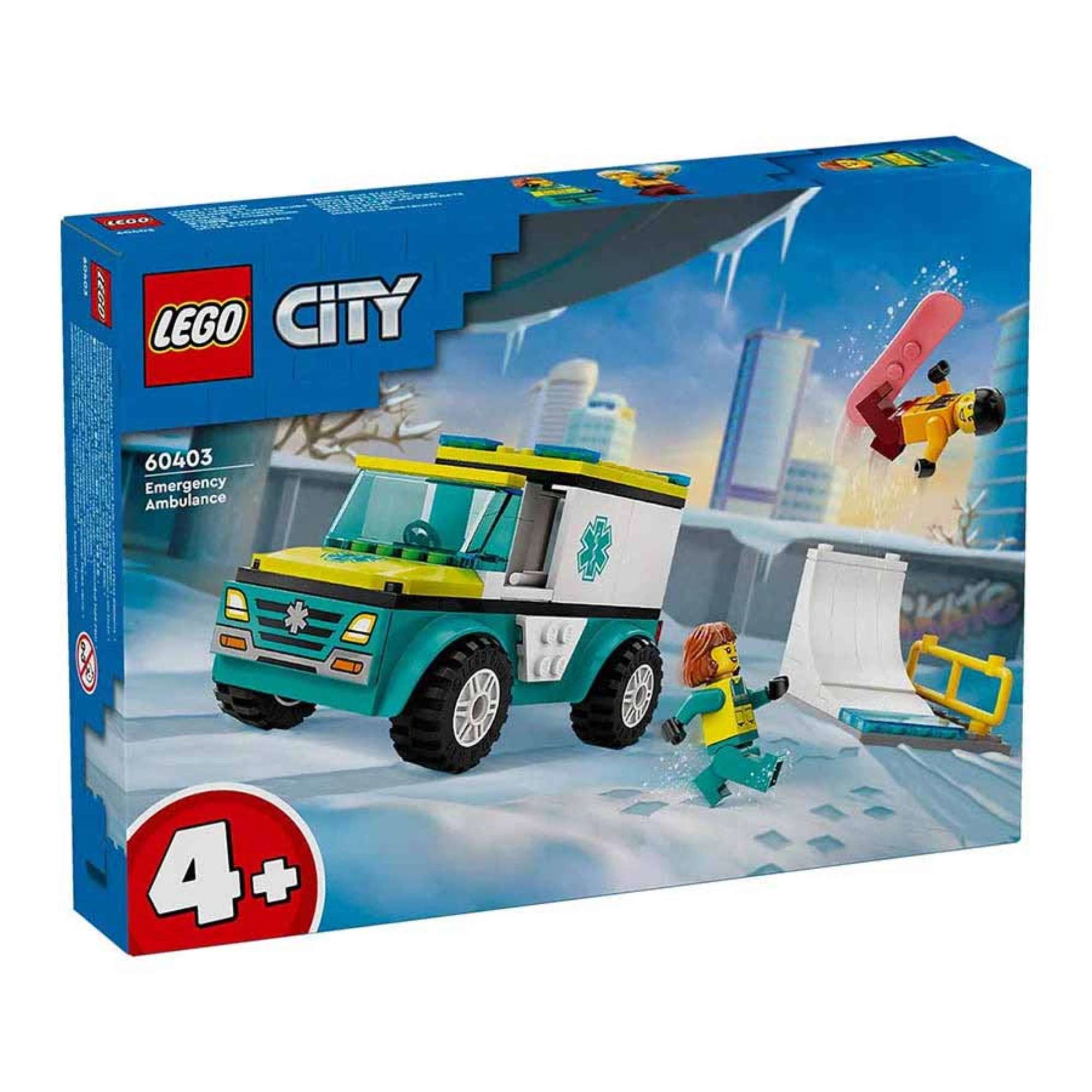 Lego - Bloques De Construcción Ambulancia De Emergencias Y Chico De Snowboard