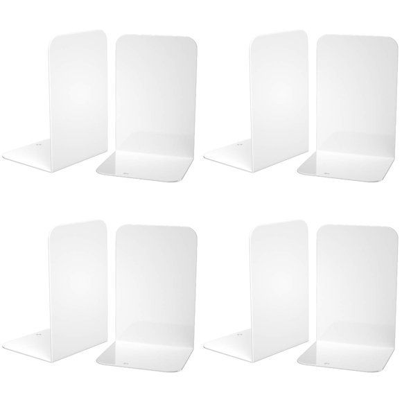 Soportes para libros VFINE de 20 cm, color blanco, juego de 4 pares de metal