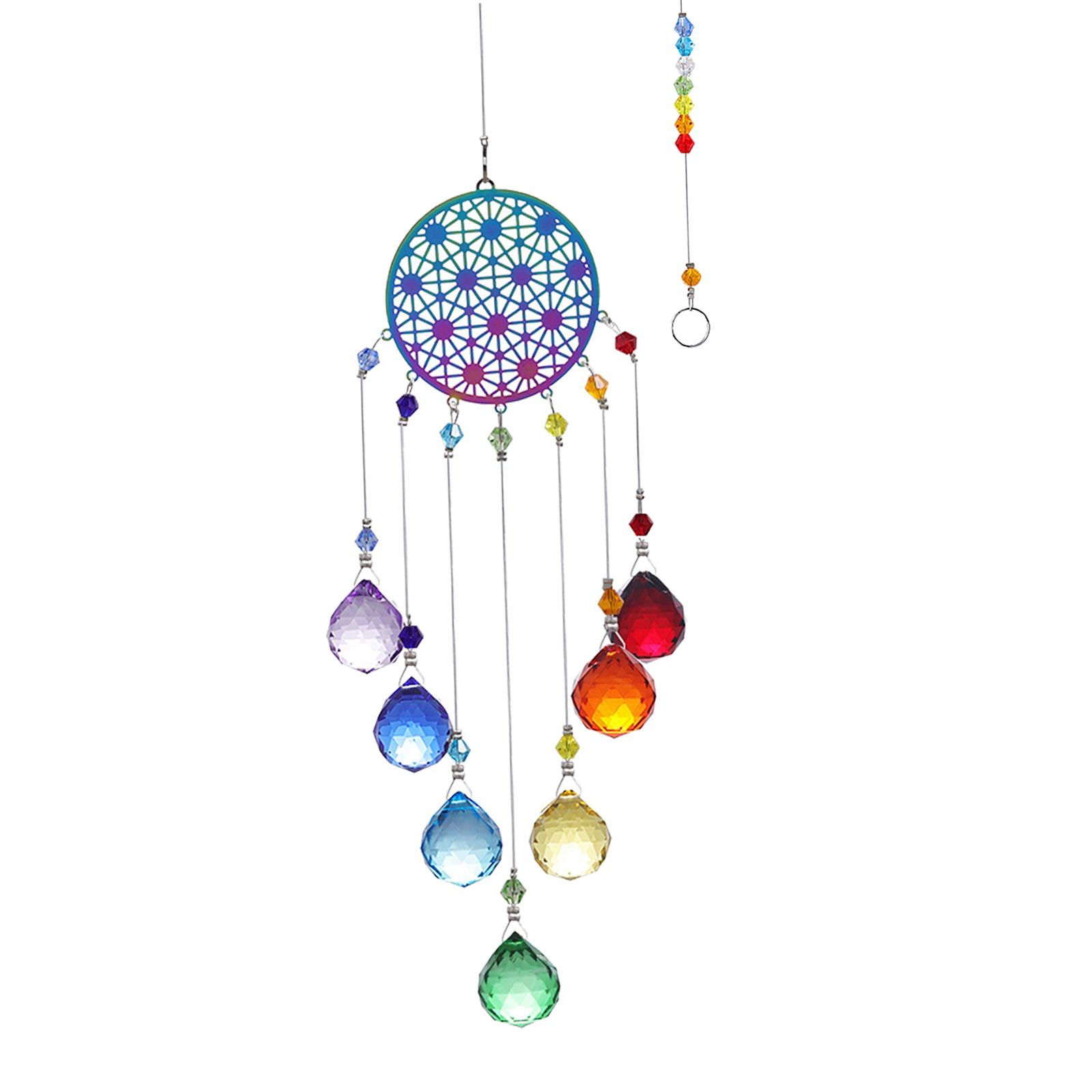 Magideal - Carillón De Cristal Colgante, Colgantes Hermosos Y Rico Y , Campana Para Decoración De Patio Trasero De Ventana De , De Puntos Estilo De Puntos