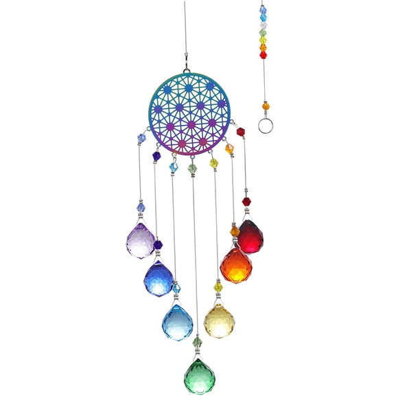 carillón de cristal colgante, colgantes hermosos y rico y , campana para decoración de patio trasero de ventana de , de puntos Estilo de puntos