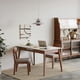 thumbnail image 2 of Walnut solid oak and white slate round corner diagonal leg telescopic table 1.2-1.5m, for 6-8 people to meet Dining table wood (walunt color), 2 of 3