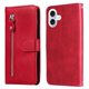 thumbnail image 1 of Funda tipo cartera para iPhone 17 con bolsillo con cremallera y ranuras para tarjetas – Función de soporte Rojo, 1 of 5