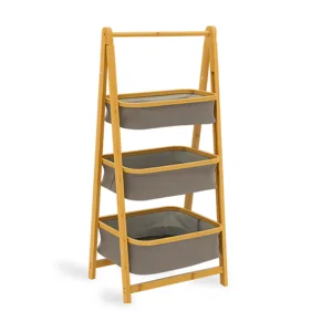 Javimate - Estante Organizador Plegable 3 Niveles | Cestas De Tela Gris