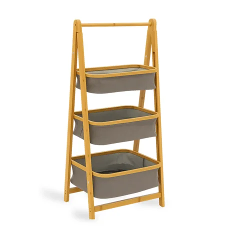 Javimate - Estante Organizador Plegable 3 Niveles | Cestas De Tela Gris
