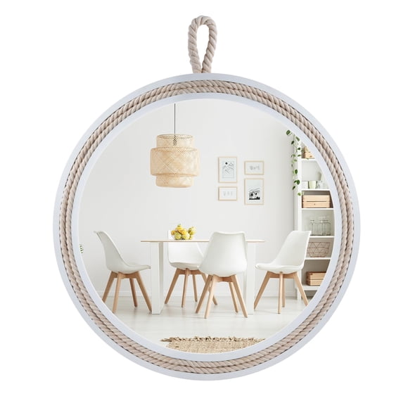 Espejo de Pared Decor Trends 51 cm Redondo con Cuerda Blanca