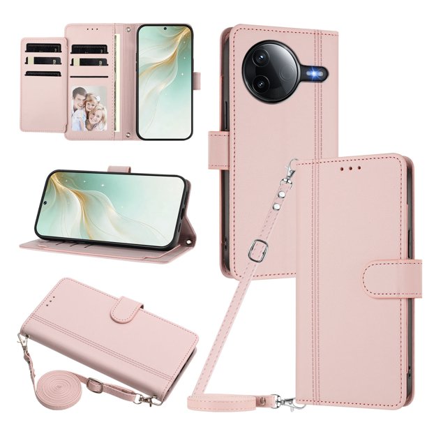 Funda Tipo Libro para Xiaomi POCO F7 Pro, Tapa con Imán, Rosa
