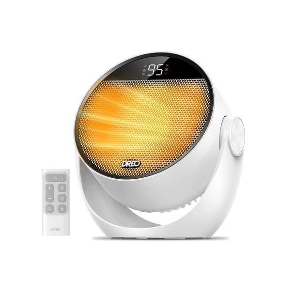 Space Heater DREO 1500 W, 60°, inclinación de 10,5 pies/s, control remoto de 3 modos, blanco