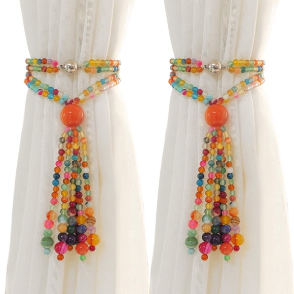 Cortinas Magnéticas Con Borlas Coloridas De Ágata Paquete De 2