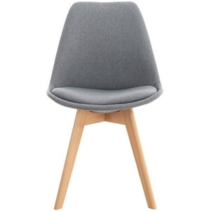 Habita2 Chile - Silla Para Comedor Tulip Tapiz Lino Base Madera - Gris