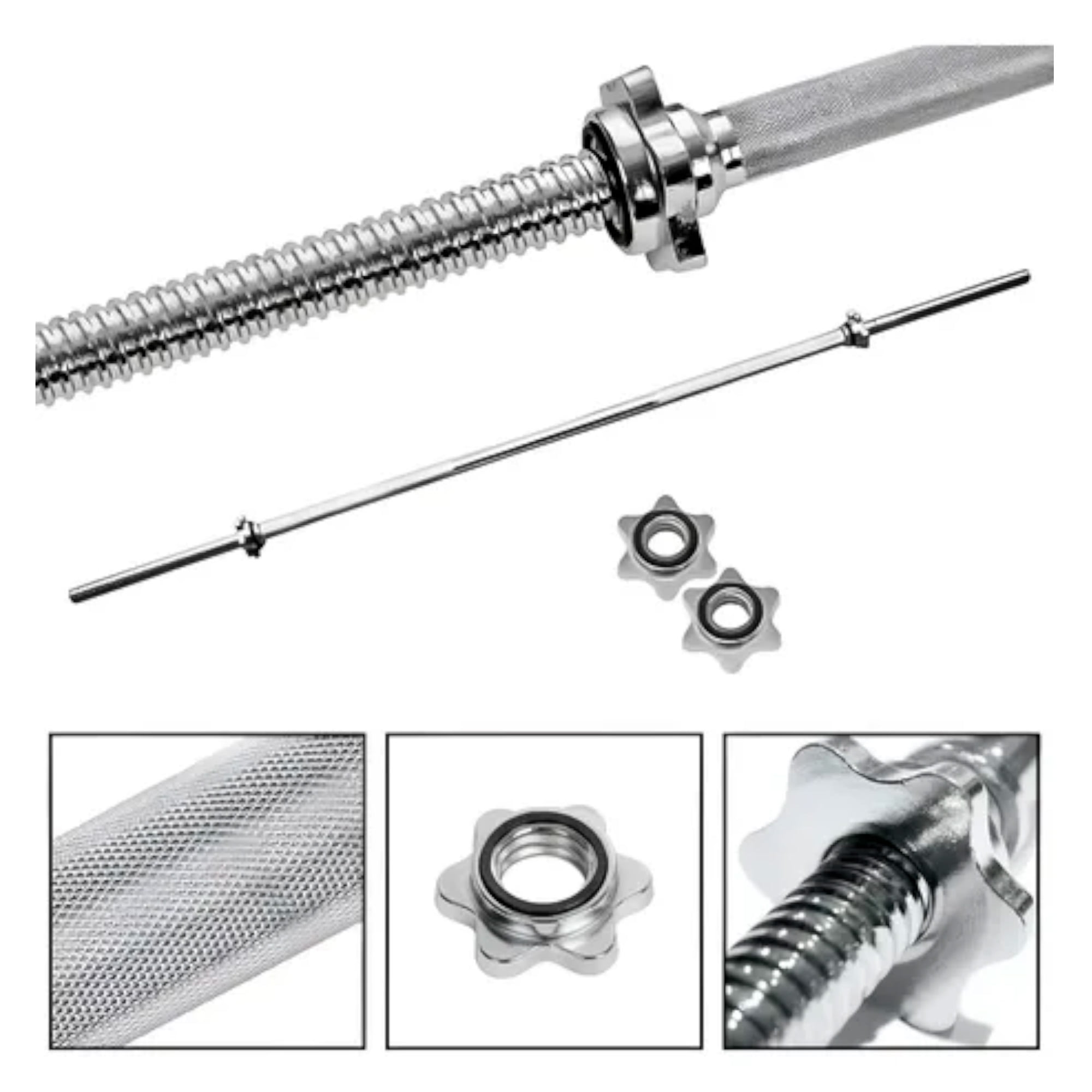 Boomfit - Barra Preolimpica 180cm Recta Cromada Gimnasio Fitness 7kg