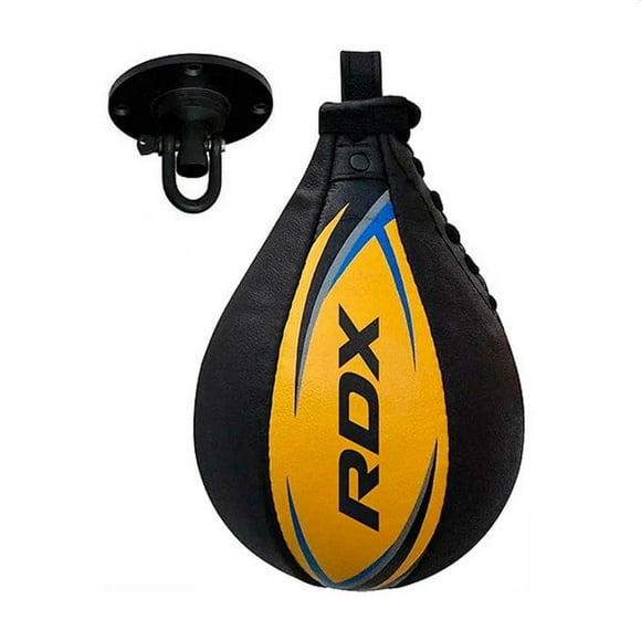 Pera Boxeo RDX Cuero con Soporte Multi Yellow-Blue SBL-S2PU
