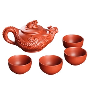 Bothyi - Juego De Té De Kung Fu Portátil Resistente Al Calor Para El Hogar Para El Salón De Té Del Hotel Al Aire Libre Rojo