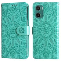 Funda Tipo Cartera Foxdock Para Motorola Moto G05 , Diseño Girasol En Relieve, Cuero Pu, Cierre Magnético, Soporte Y Tarjetero