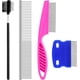 thumbnail image 1 of Kit de peine de aseo para mascotas para perros pequeños y cachorros para eliminar manchas de lágrimas, 2 en 1 con dientes redondos para eliminar nudos, costras y mucosidad, 1 of 7