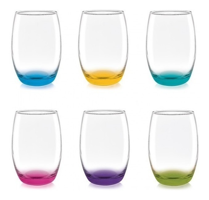 Genérico - Set De 6 Vasos Altos Mikonos Fondo Color