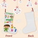 thumbnail image 3 of Charlie y las Formas Tema: Calcetines de Navidad, fino lino blanco para colgar en escaleras y chimenea, decoración navideña para el hogar, regalo de Navidad. 45cm × 32cm, 3 of 5