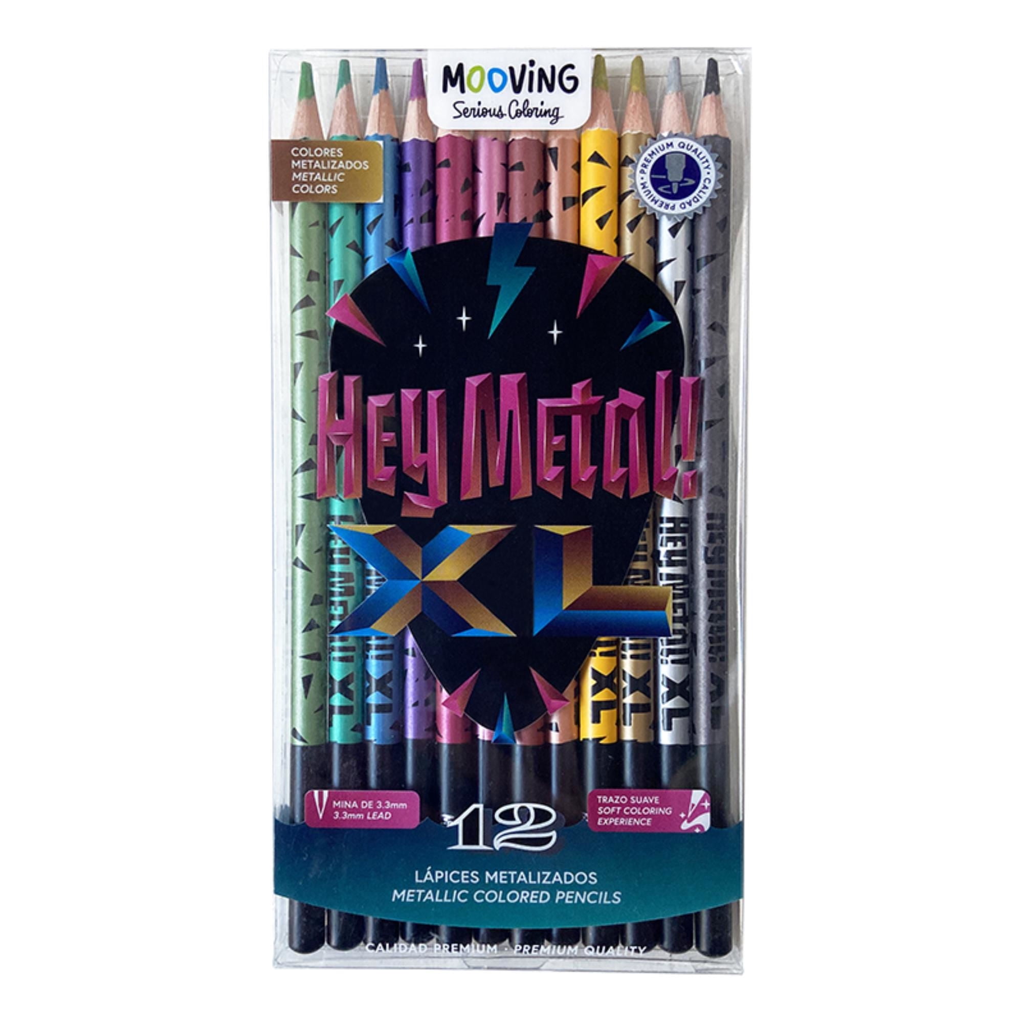 Estuche 12 Lapices Colores Metalizados Mooving