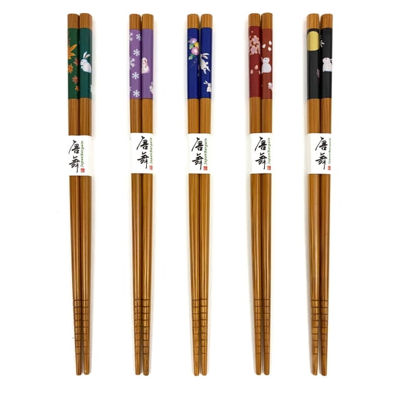 Palillos JapanBargain 3645 de bambú reutilizables de 23 cm, 5 pares