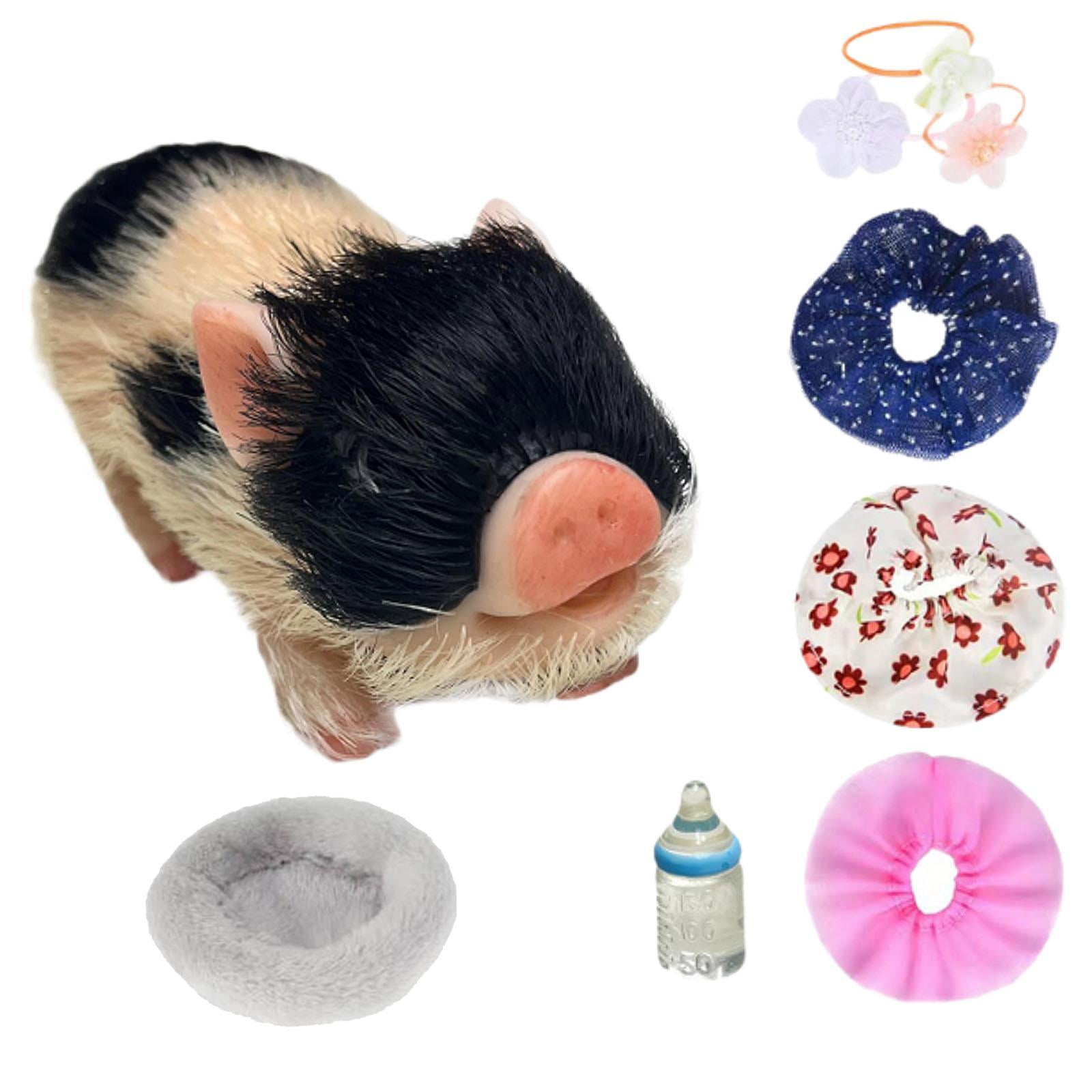 Magideal - Mini Cerdito Renacido Lindo Animal Muñeca De Cerdo Mini Muñeca De Silicona Bebé Cerdo Cuerpo Suave Muñeca De Cerdito Renacido Cerdo De Silicona Para J Negro
