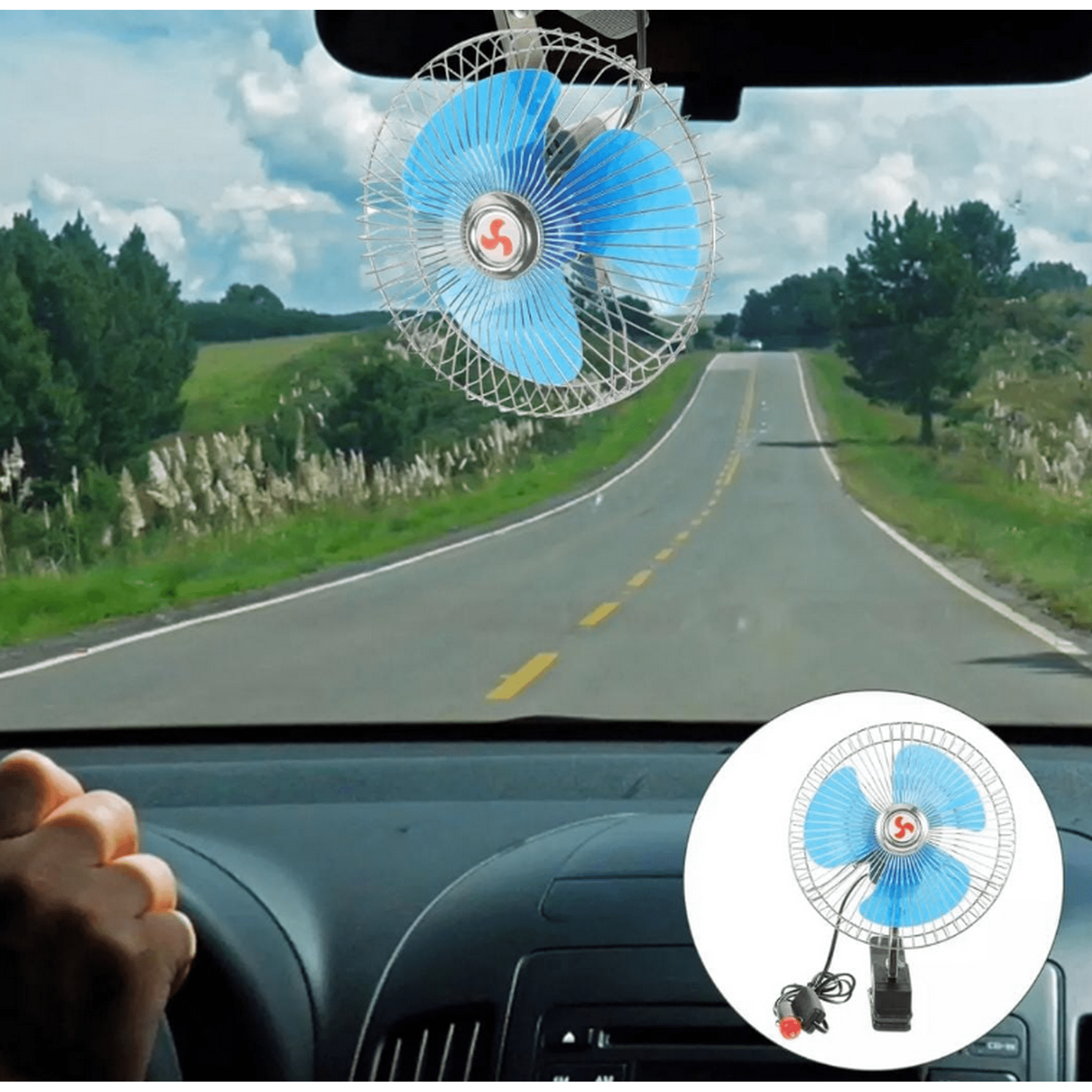 Mundo Shopping - Ventilador Pinza Para Auto Metalico 6 Pulgadas 12 Voltios Oscilante