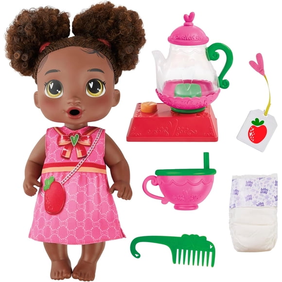 Muñeca Baby Alive Bubbly Tea Party Berry Boo 28 cm Set Té