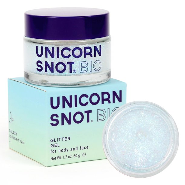 Gel con purpurina con forma de mocos de unicornio para rostro y cuerpo BIO holográfico, 45 ml