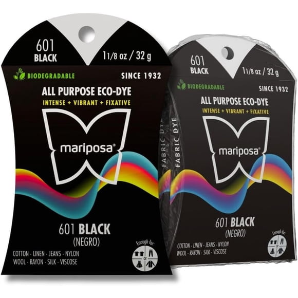 Tinte para Tela Mariposa 601 Negro, 3 x 32 g, Algodón