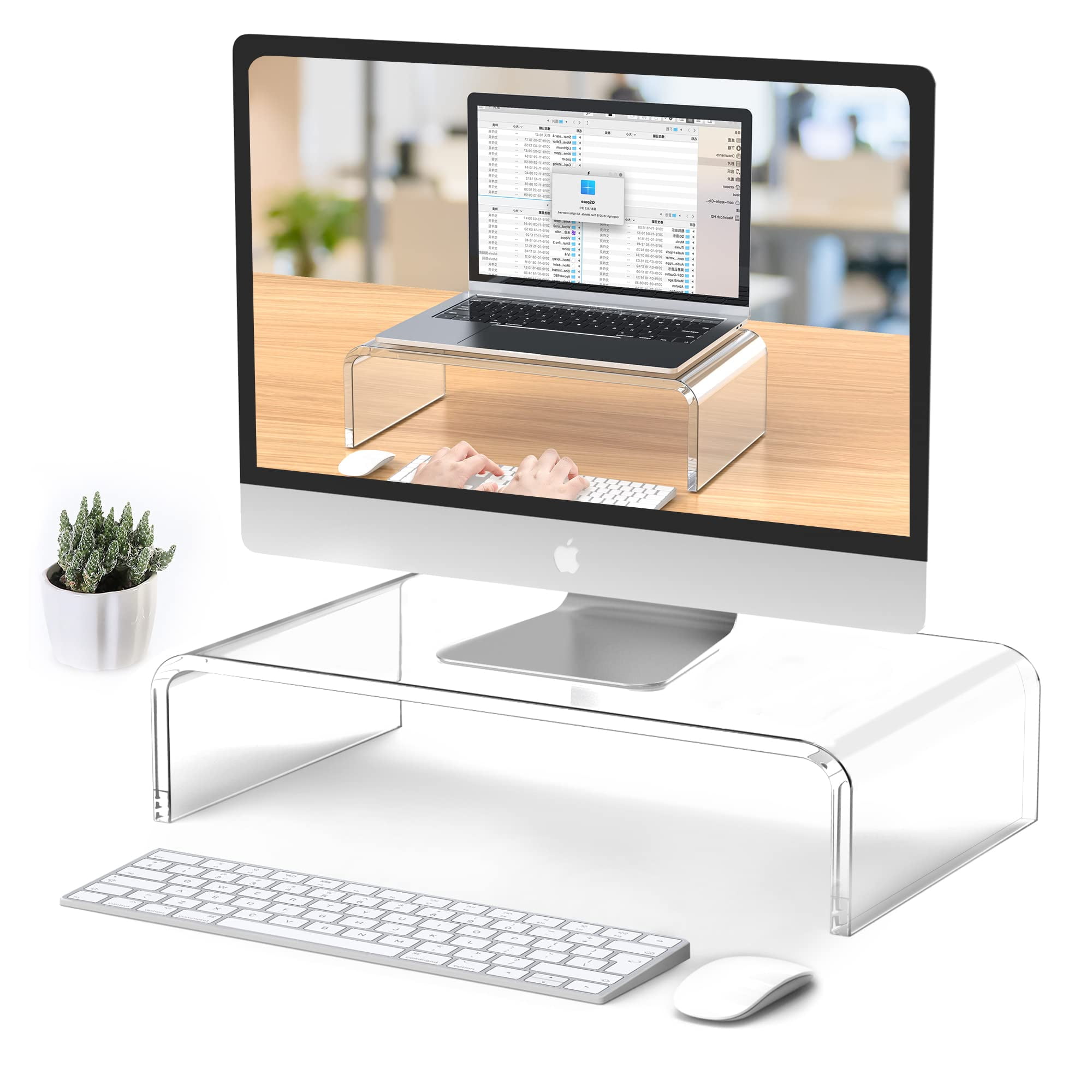 Soporte De Monitor Beimu Acrílico Para Imac Macbook, Color Blanco